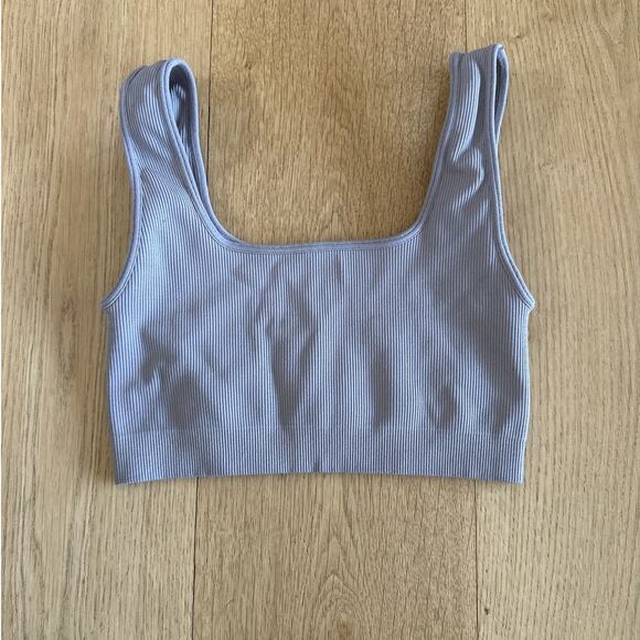 Set Active - Ribbed Sleeveless Sports Bra Crop Top in Gray - Picture 3 of 3
